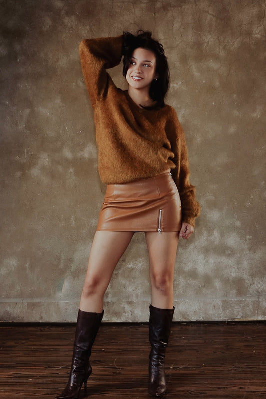Brown Miniskirt Set